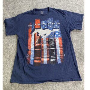 Ford Mustang‎ T Shirt Mens Large Blue Graphic Tee Logo Classic Cars Horse